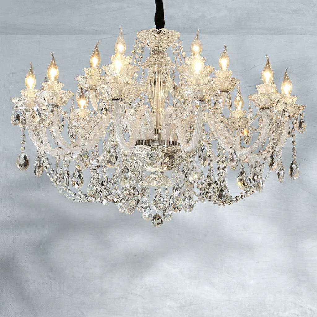 Luster Gaze Veridian Grandeur Crystal Chandelier - Background Shot