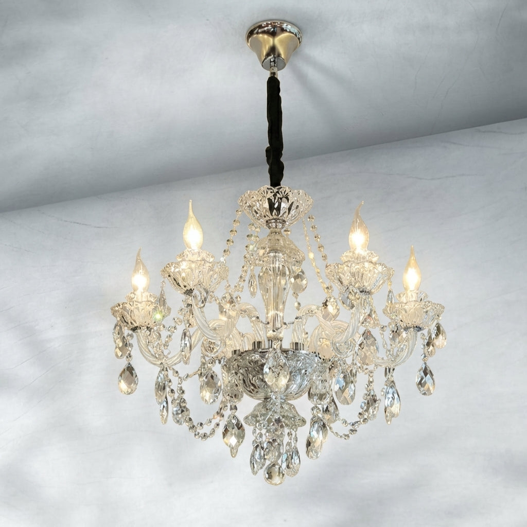 Luster Gaze Veridian Grandeur Crystal Chandelier - Background Shot
