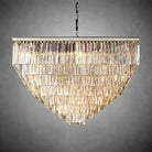 1920s Odaon Crystal Square Chandelier 22" 34" 47"-47''-Polished Nickel-