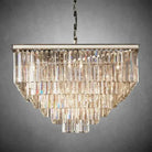 1920s Odaon Crystal Square Chandelier 22" 34" 47"-34''-Polished Nickel-