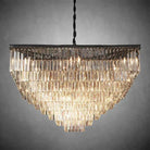 1920s Odaon Crystal Square Chandelier 22" 34" 47"-47''-Matte Black-