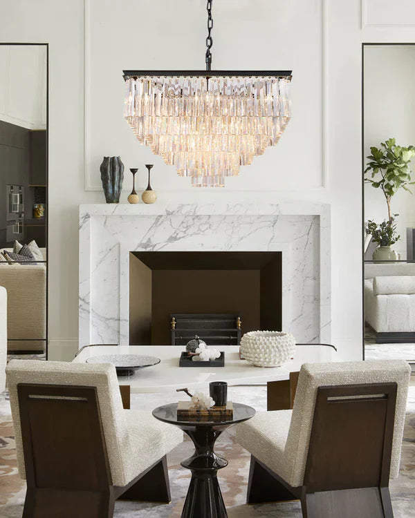 1920s Odaon Crystal Square Chandelier 22" 34" 47"-