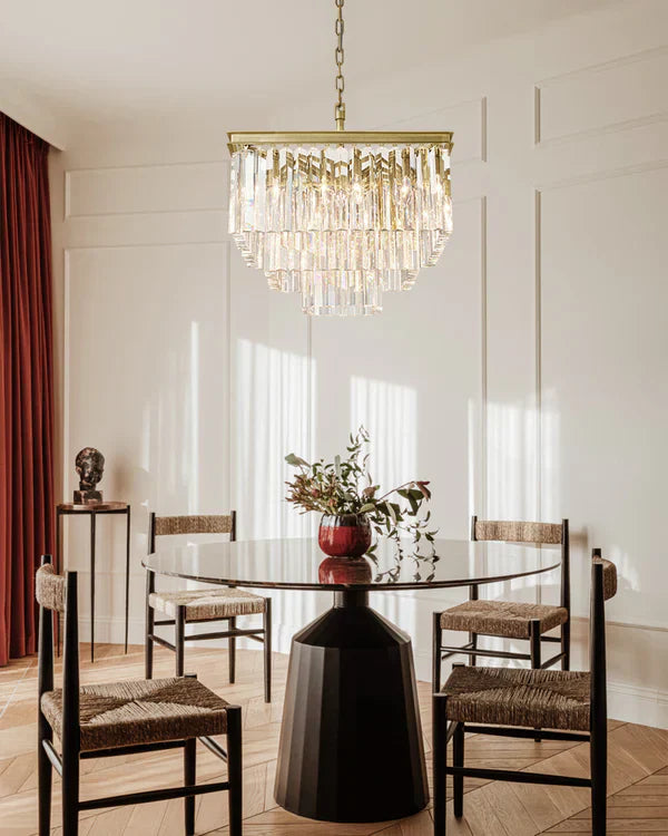 1920s Odaon Crystal Square Chandelier 22" 34" 47"-