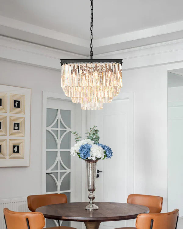 1920s Odaon Crystal Square Chandelier 22" 34" 47"-