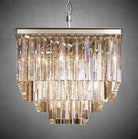 1920s Odaon Crystal Square Chandelier 22" 34" 47"-22''-Polished Nickel-