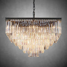 1920s Odaon Crystal Square Chandelier 22" 34" 47"-34''-Matte Black-