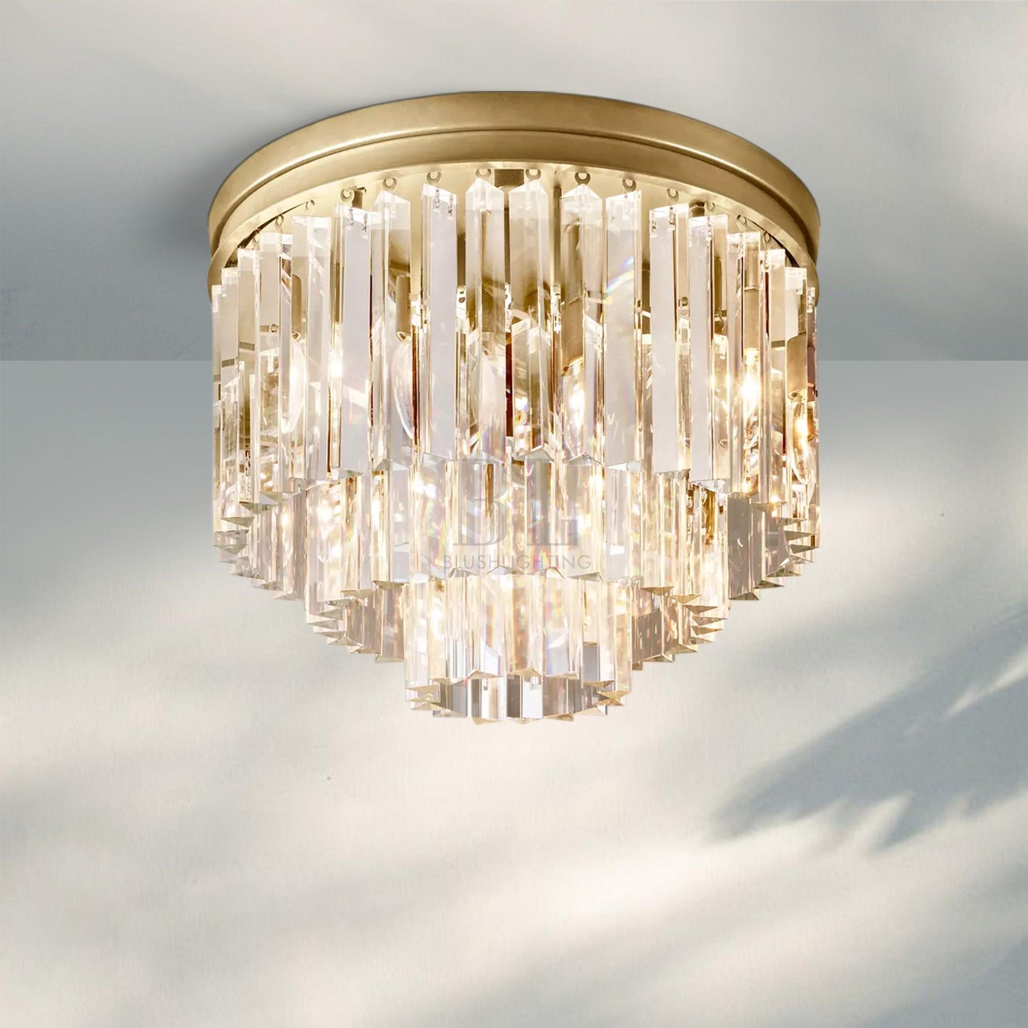 1920s Odaon Flushmount 20‘’-Flushmount 20''-Lacquered Burnished Brass-