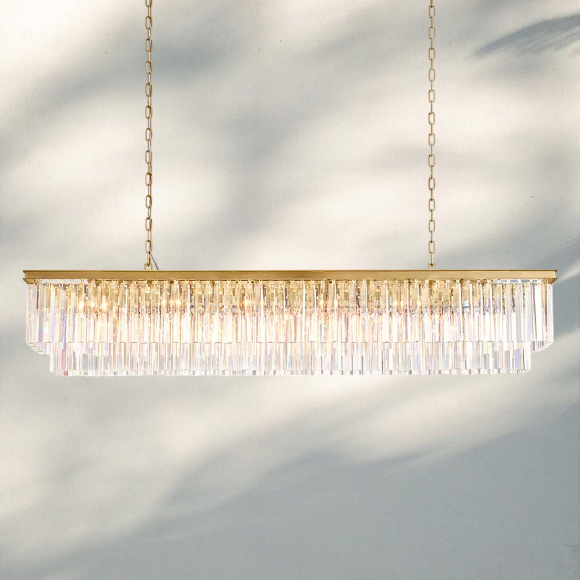 1920S Odaon Rectangular Chandelier 40-72"-Lacquered Burnished Brass-