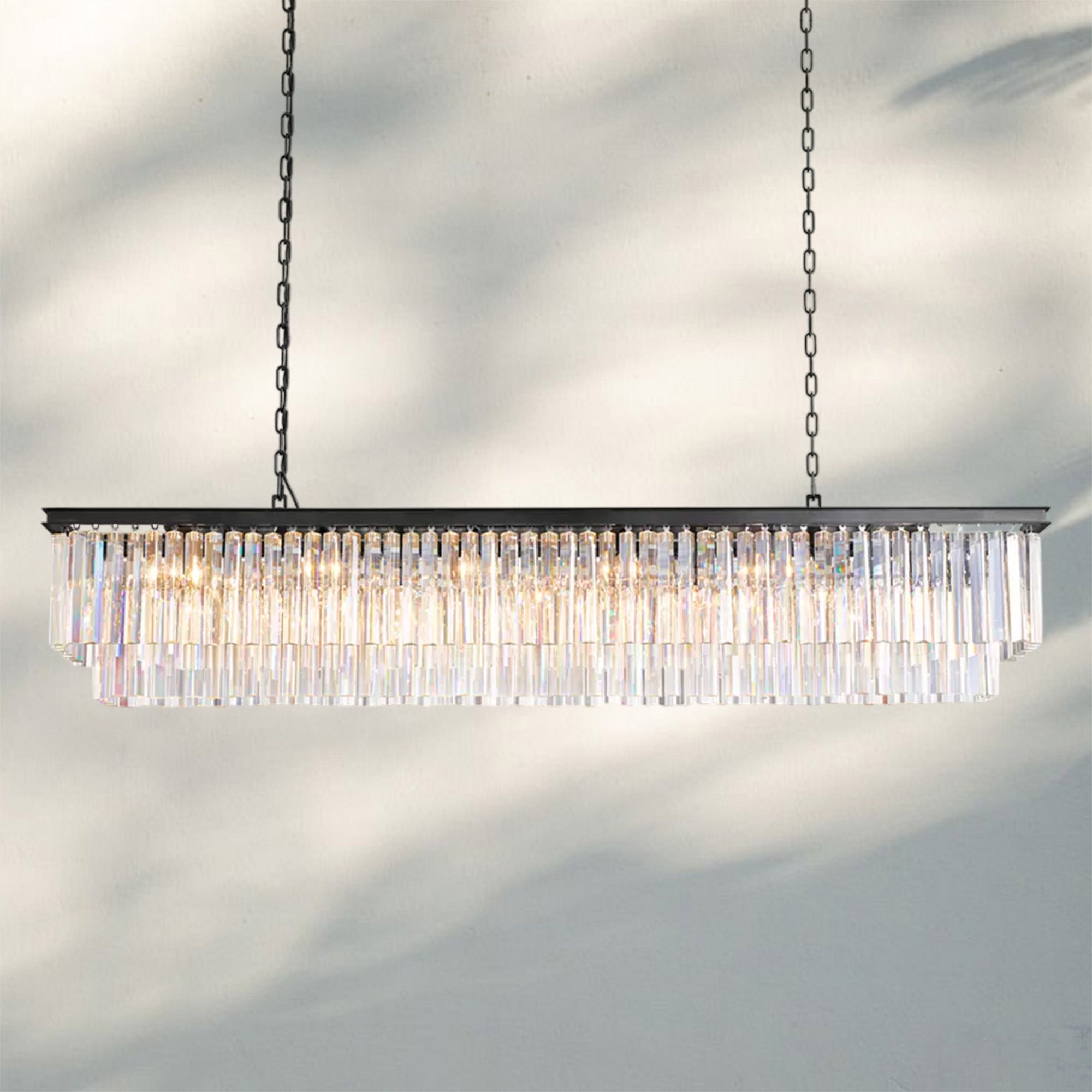 1920S Odaon Rectangular Chandelier 40-72"-Matte Black-
