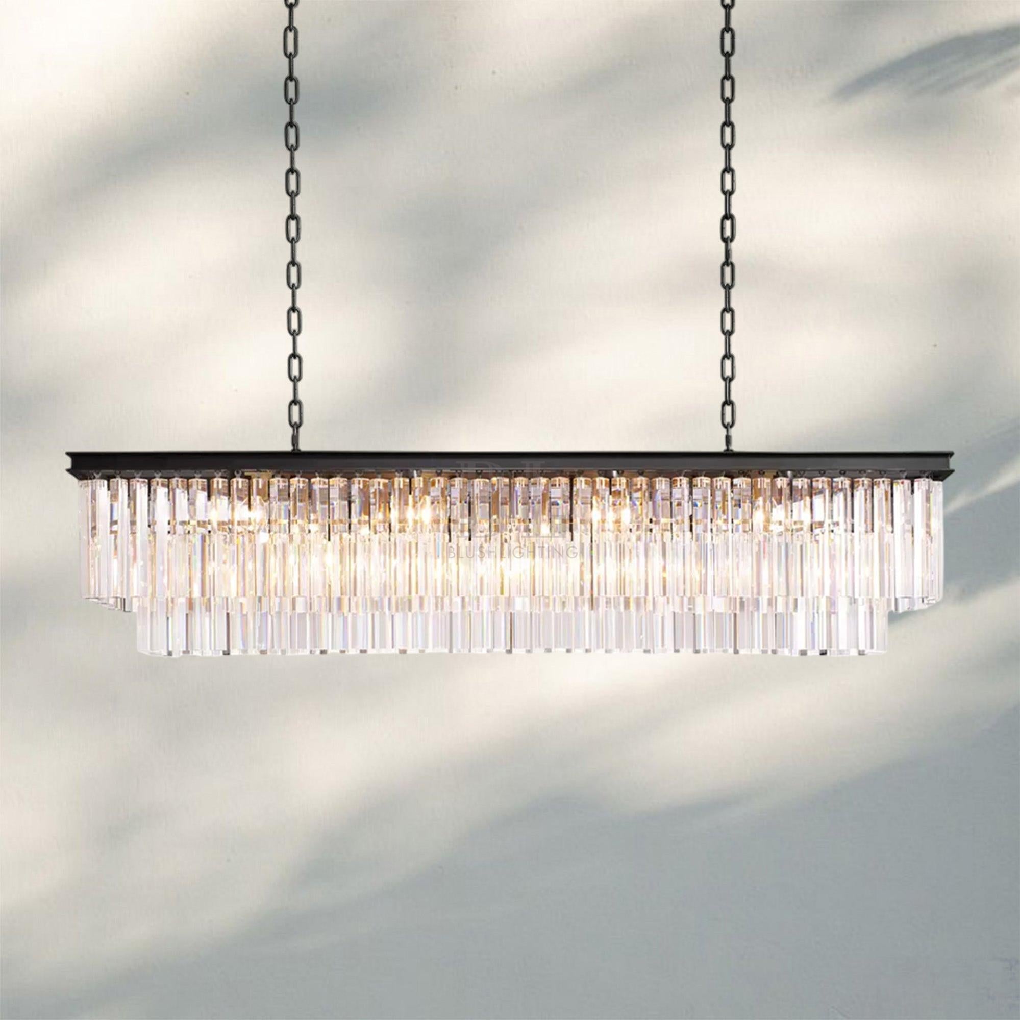 1920S Odaon Rectangular Chandelier 40-59"-Matte Black-