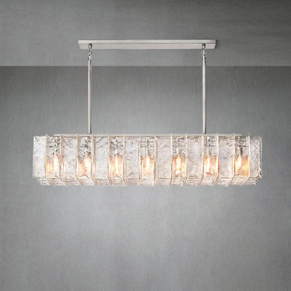 Lattace Clear Glass Rectangular Chandelier 49"67''