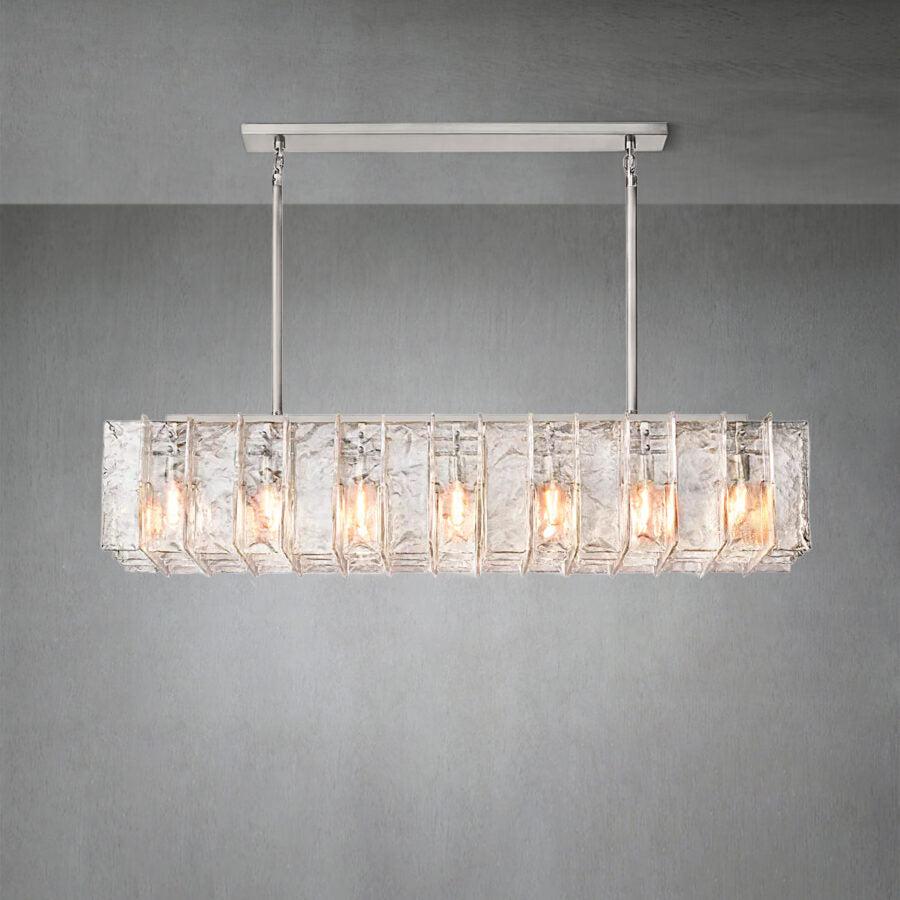 Lattace Clear Glass Rectangular Chandelier 49"67''