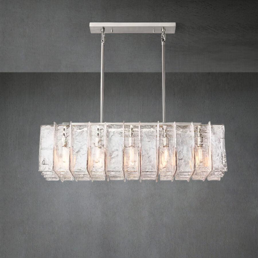 Lattace Clear Glass Rectangular Chandelier 49"67''