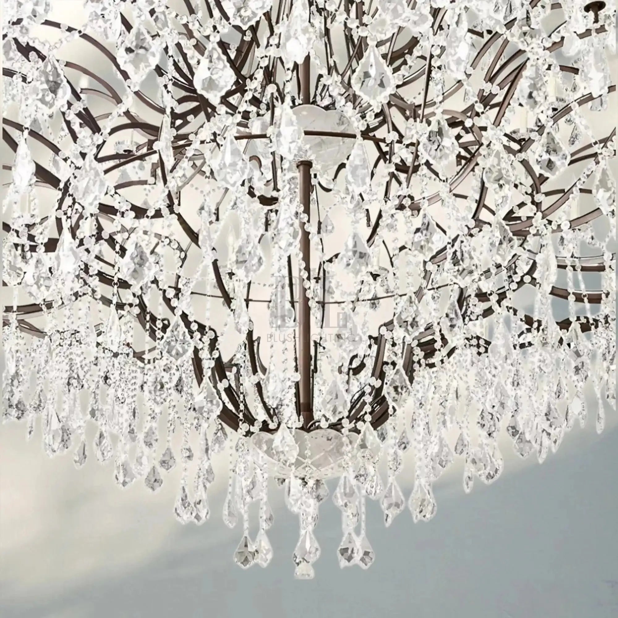 19th C. Rococa Iron & Crystal Round Chandelier 101"-