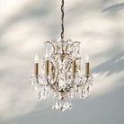 19th C. Rococa Iron & Crystal Round Chandelier 18‘’-Antiqued Brass-