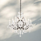 19th C. Rococa Iron & Crystal Round Chandelier 28"-Rustic Iron-