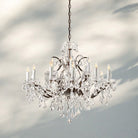 19th C. Rococa Iron & Crystal Round Chandelier 33"-Rustic Iron-