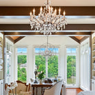 19th C. Rococa Iron & Crystal Round Chandelier 33"-Blushlighting