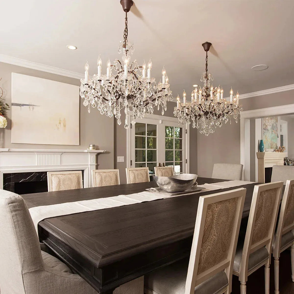 19th C. Rococa Iron & Crystal Round Chandelier 33"-Blushlighting