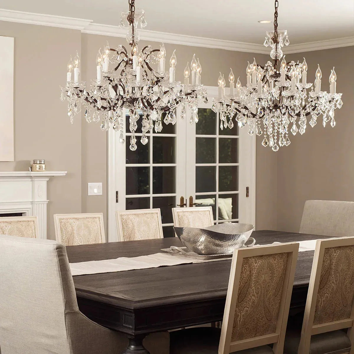 19th C. Rococa Iron & Crystal Round Chandelier 33"-Blushlighting