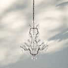 19th C. Rococa Iron & Crystal Round Chandelier 40"-Rustic Iron-