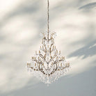 19th C. Rococa Iron & Crystal Round Chandelier 60"-Antiqued Brass-