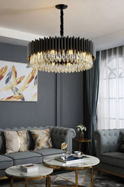 Blushlighting® Black hanging crystal chandelier for living room, dining room, bedroom 29.5'' / Warm Light / Dimmable