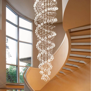 Modern Double Sprial Long Crystal Staircase Chandelier Ceiling Foyer/Entryway/Living room Light Fixture