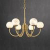 Blus Lighting Modern Luxury Alabaster Chandelier, Pendant Brass Chandelier