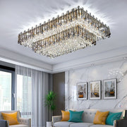 Blushlighting® Modern Rectangular Crystal LED Chandelier For Living Room, Dining Room image | luxury lighting | luxury decor