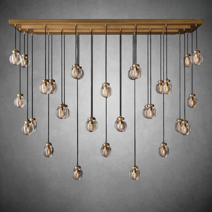 Pearls Spherical Modern Rectangular Chandelier 72”