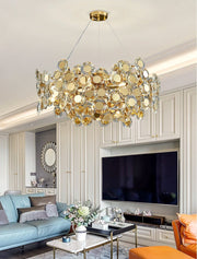 Blushlighting® Gold Rectangular Crystal LED chandelier for living room, kitchen island