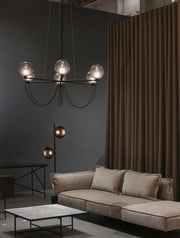 Blushlighting® Misty Gray Retro LED Chandelier with Glass Ball made in Loft Design