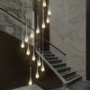 Mdern Fashion Glass Crystal LED Droplight Long Pendant Lamp for Staircase/ Living Room/ Restaurant/ Bar