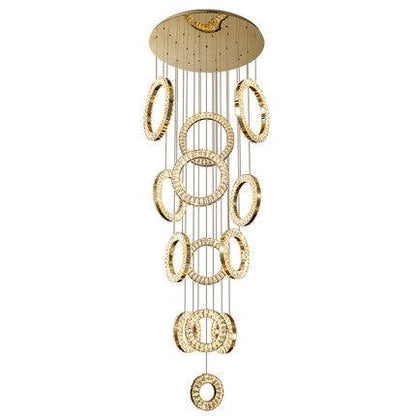 Modern Multi GBUd Donuts Shape Crystal Chandelier Ring Round Light Fixture for Foyer Staircase/ Living Room/ Bar/ Hotel Lobby/ Entryway/ LOFT