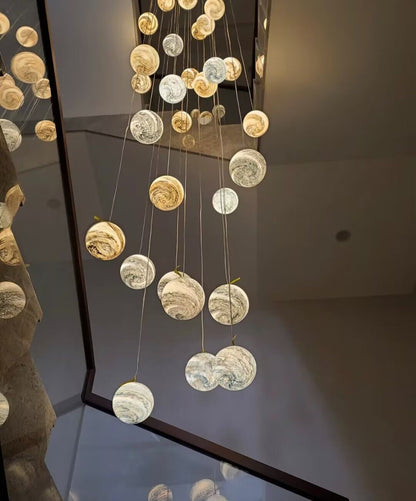 Nordic Planet Creative Long Pendant Chandelier For Staircase/Foyer/High-ceiling Hallway