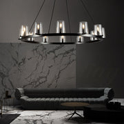 Kiara Modern Glass Round Chandelier 36", Living Room Chandelier