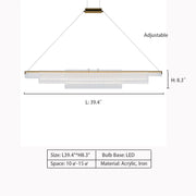 L39.4"*H8.3"  BUYnBLUE Hanging lamp Ombria Deluxe  Coax Pendant    Nordic Art Long Multi-Layer Cylinder Avant Pendant Chandelier for Dining Room, pipe, gold, bar, kitchen island, dining area