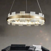 Modern Round Alabaster Chandelier For Living Room