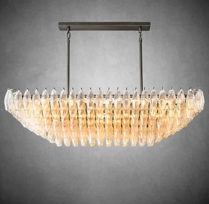 Chiaravalle Glass Tired Rectangular Chandelier 54"74''