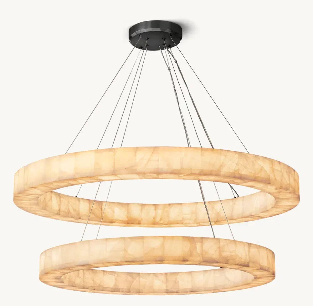 Rivaga 2-Tier Round Calcite Chandelier 60"