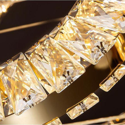 Modern Multi GBUd Donuts Shape Crystal Chandelier Ring Round Light Fixture for Foyer Staircase/ Living Room/ Bar/ Hotel Lobby/ Entryway/ LOFT