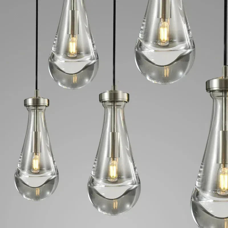 Raindrop Round Chandelier 5 Lights 14"D
