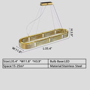L35.4INCHES Extra large modern rectangle chrome/gold chandelier light ceiling crystal chandelier for dining table /coffee table/bar restaurant art light fixture