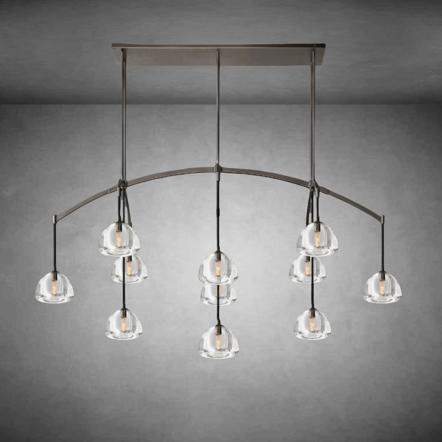 Hemispheae Modern Glass Linear Chandelier 54'' 72''