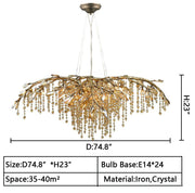 Flowing Light Drip Luxury Branch Crystal Chandelier Designer Creative Art Dining Room/Living Room Light Fixture