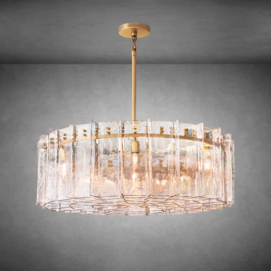 Lattace Clear Glass Round Chandelier 36''48"