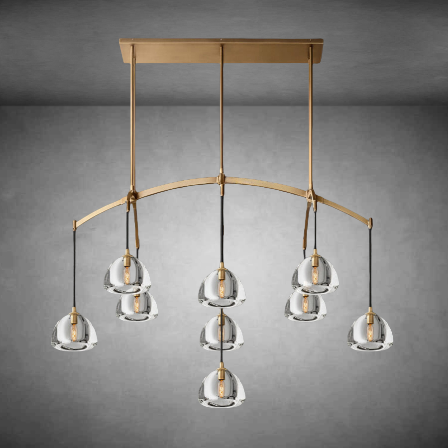 Hemispheae Modern Glass Linear Chandelier 54'' 72''