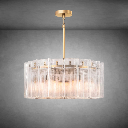 Lattace Clear Glass Round Chandelier 36''48"