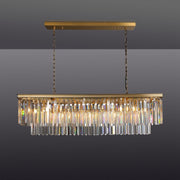 Clavel 2 Tiers Crystal Island Linear Chandelier Brass